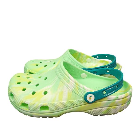 Crocs Men's Margaritaville Classic Clogs Sz 10 Women's 12 Green Yellow Tie Dye - Picture 9 of 14